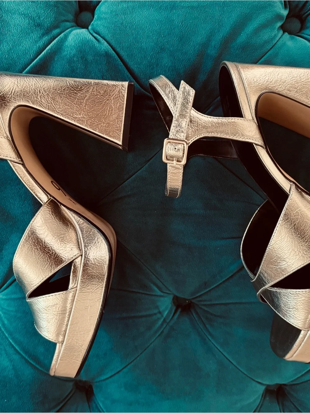 Mix No. 6 Metallic Gold Strappy Block Heel Sandals